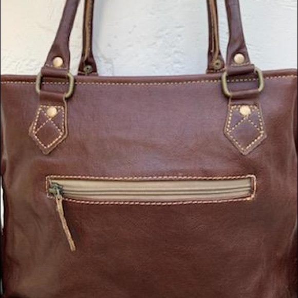 New Genuine Leather Bohemian Western Print Tote Bag Shoulder Bag Handbag - Picture 4 of 13